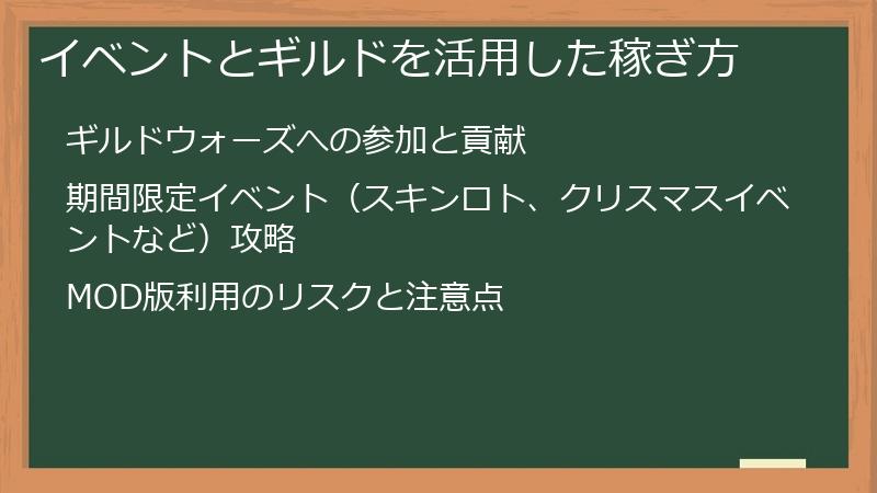 イベントとギルドを活用した稼ぎ方