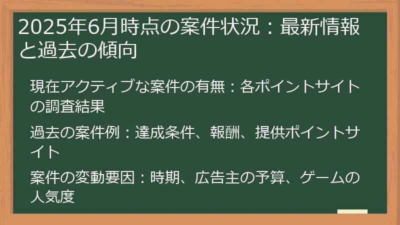 2025年6月時点の案件状況：最新情報と過去の傾向