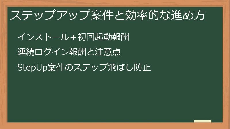 ステップアップ案件と効率的な進め方