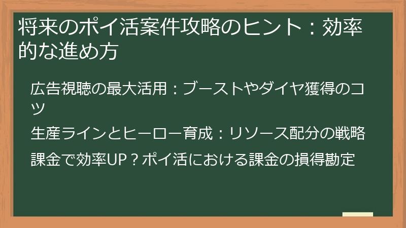 将来のポイ活案件攻略のヒント：効率的な進め方