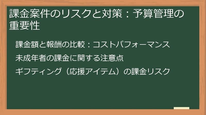 課金案件のリスクと対策:予算管理の重要性
