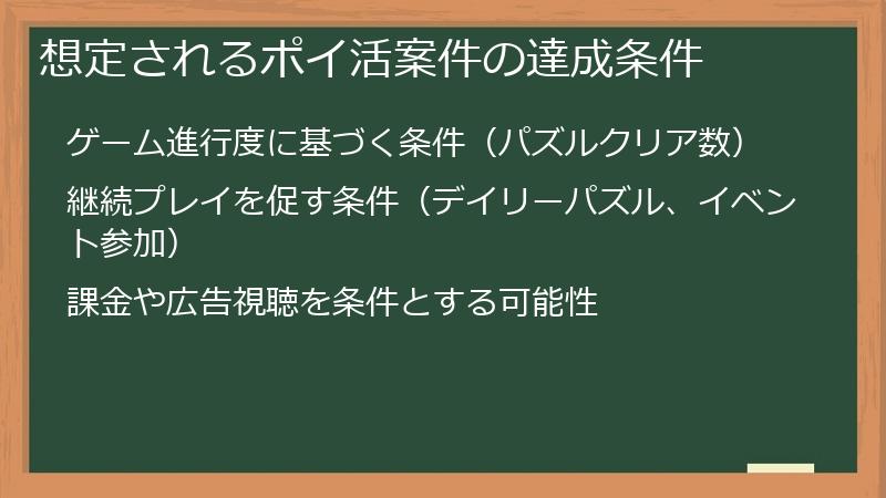想定されるポイ活案件の達成条件