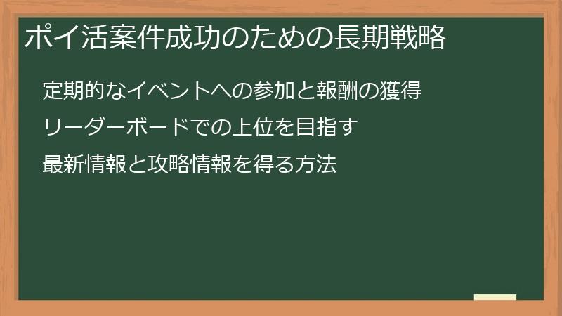 ポイ活案件成功のための長期戦略