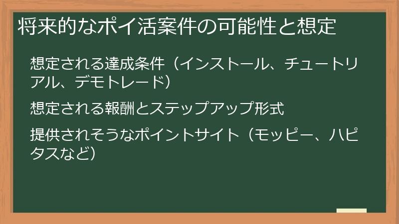 将来的なポイ活案件の可能性と想定