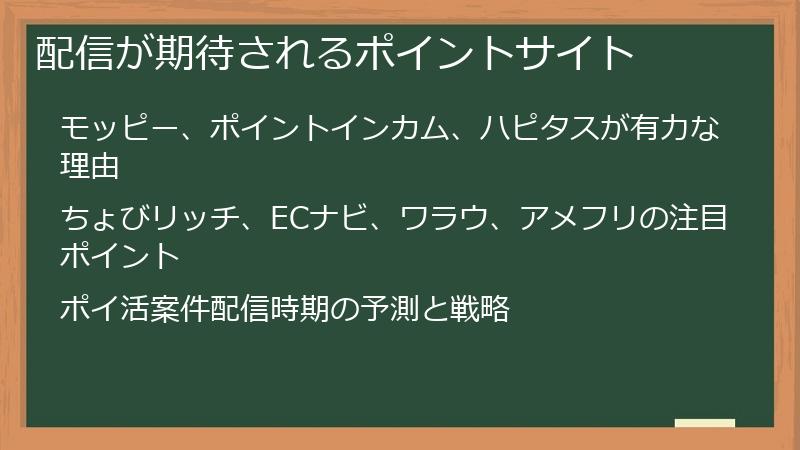 配信が期待されるポイントサイト