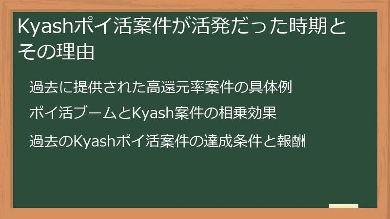 Kyashポイ活案件が活発だった時期とその理由
