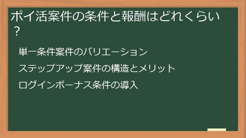ポイ活案件の条件と報酬はどれくらい?