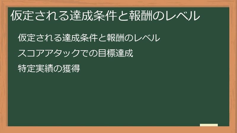 仮定される達成条件と報酬のレベル
