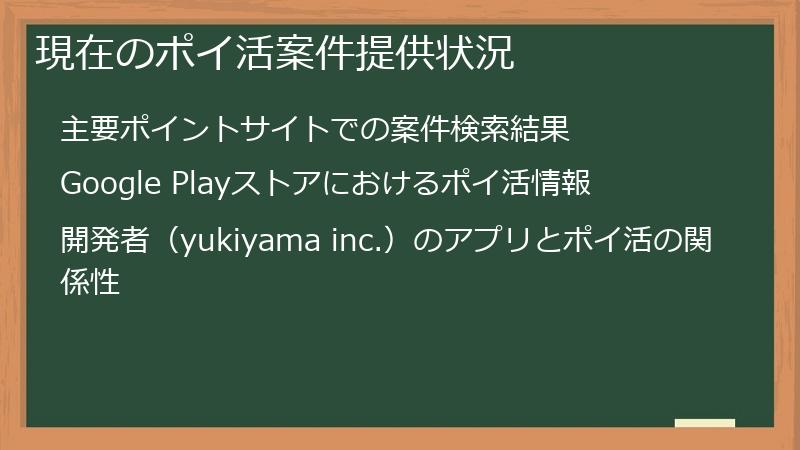現在のポイ活案件提供状況
