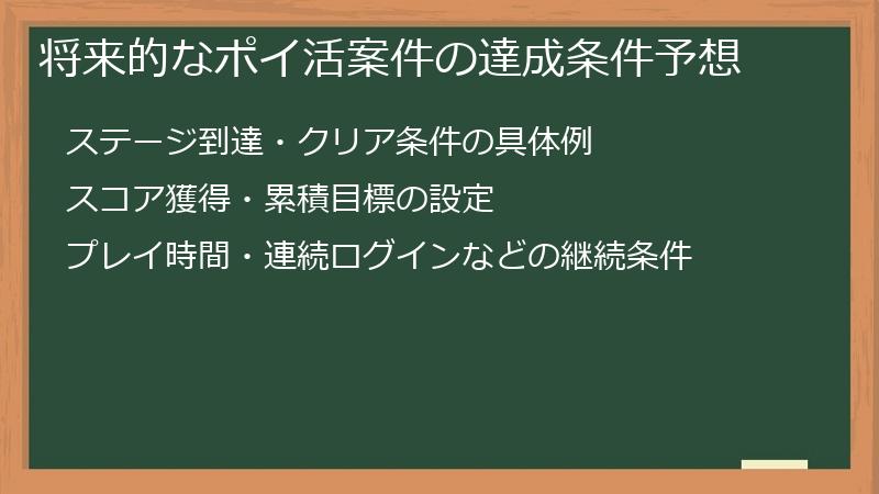 将来的なポイ活案件の達成条件予想