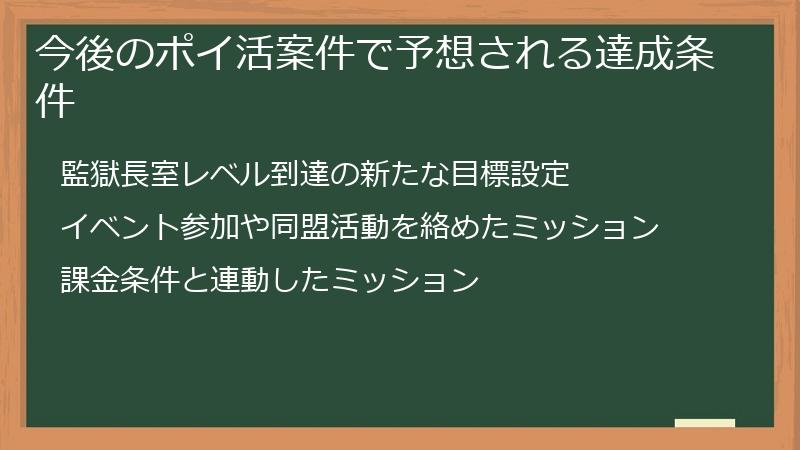 今後のポイ活案件で予想される達成条件