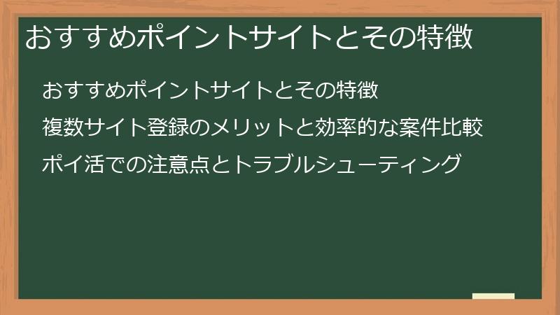 おすすめポイントサイトとその特徴