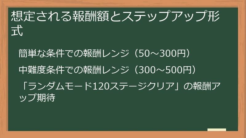 想定される報酬額とステップアップ形式