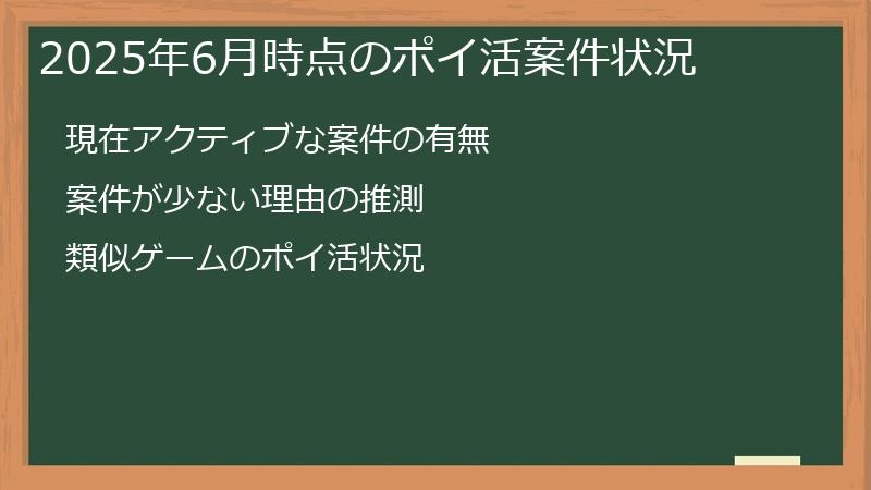 2025年6月時点のポイ活案件状況