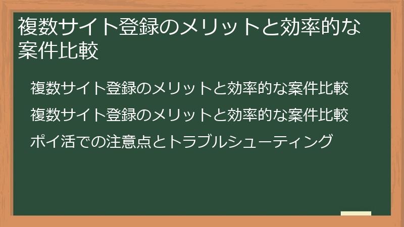 複数サイト登録のメリットと効率的な案件比較