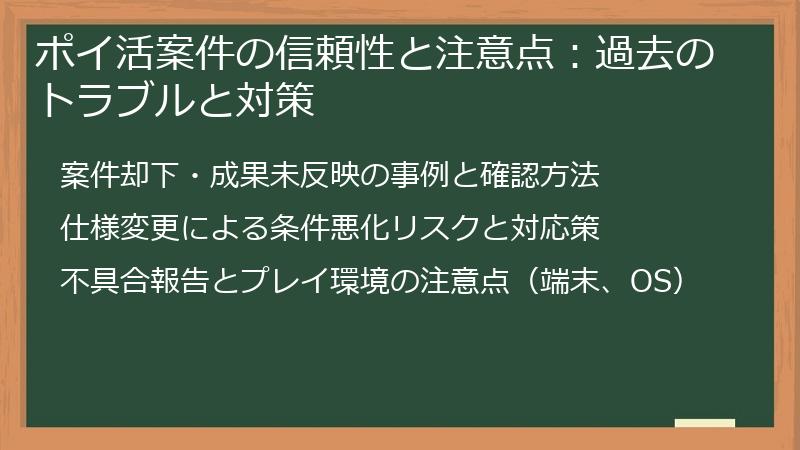 ポイ活案件の信頼性と注意点：過去のトラブルと対策