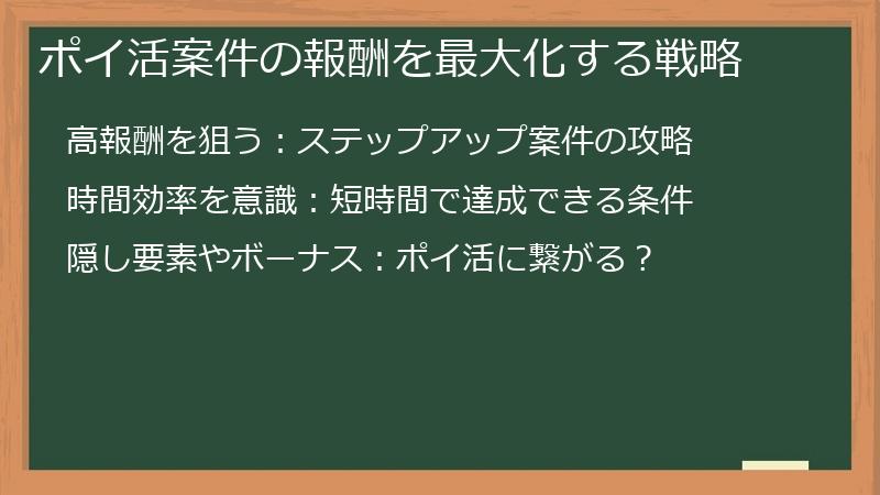 ポイ活案件の報酬を最大化する戦略