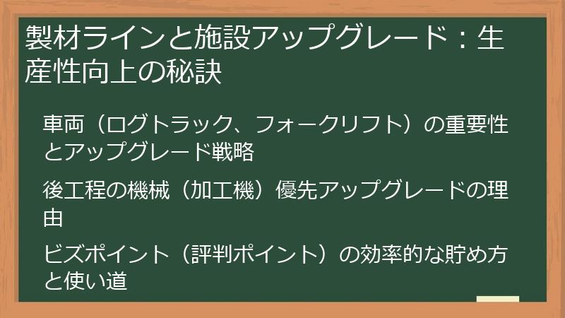 製材ラインと施設アップグレード：生産性向上の秘訣