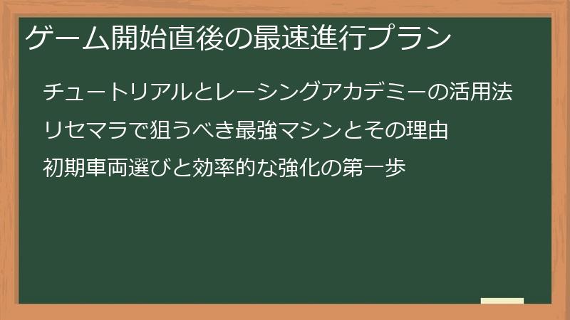 ゲーム開始直後の最速進行プラン