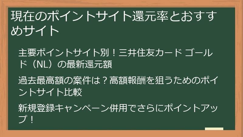 現在のポイントサイト還元率とおすすめサイト