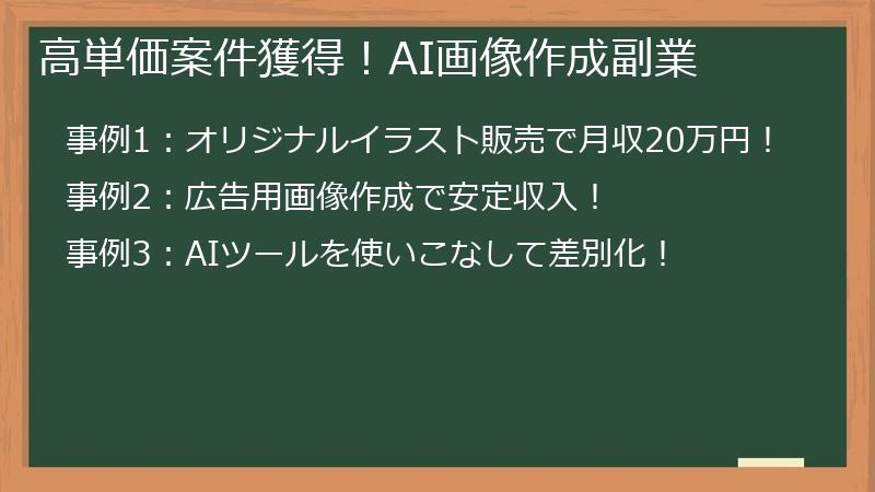 高単価案件獲得！AI画像作成副業