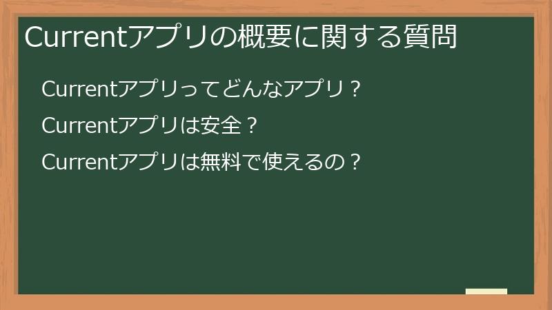 Currentアプリの概要に関する質問
