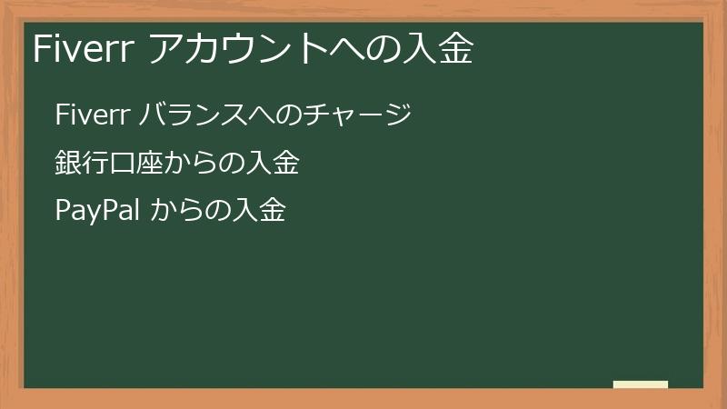 Fiverr アカウントへの入金