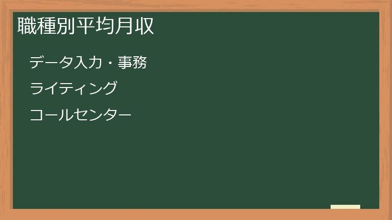 職種別平均月収