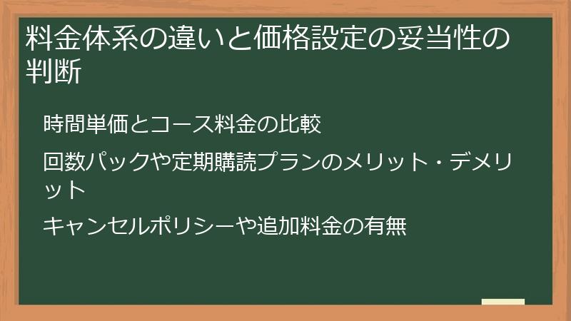 料金体系の違いと価格設定の妥当性の判断