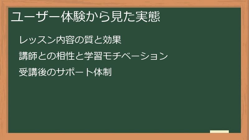 ユーザー体験から見た実態