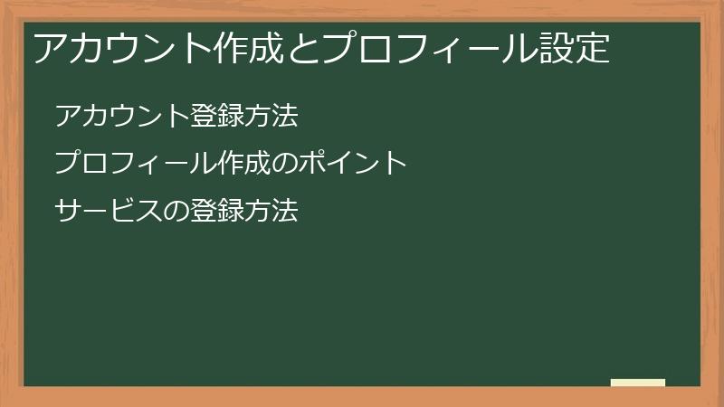 アカウント作成とプロフィール設定