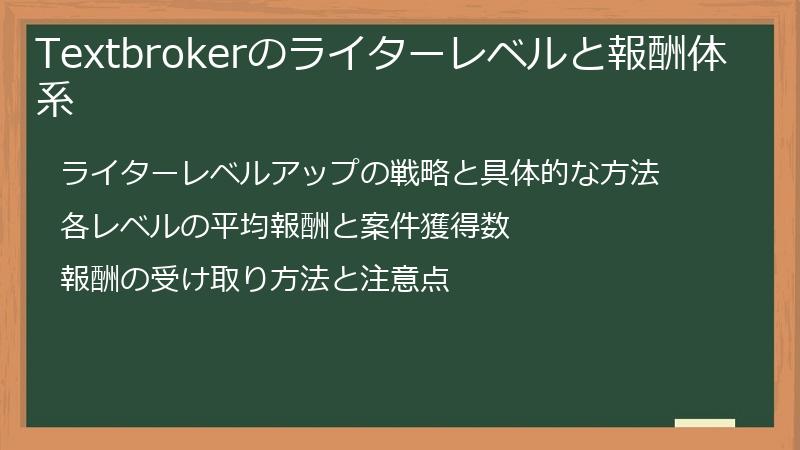Textbrokerのライターレベルと報酬体系