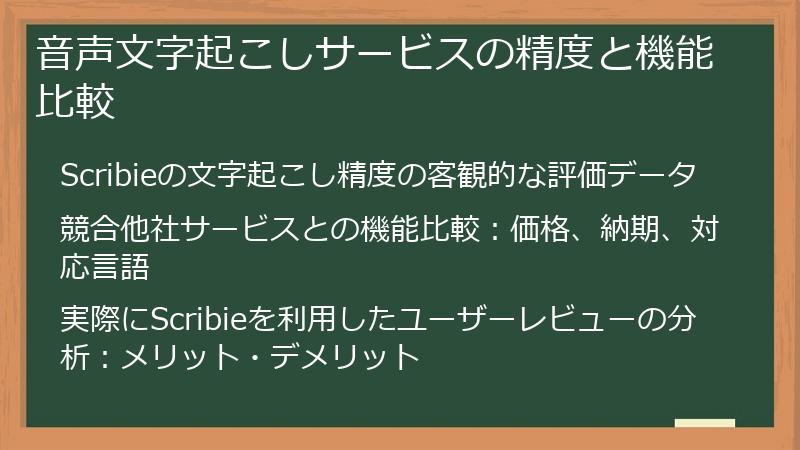 音声文字起こしサービスの精度と機能比較