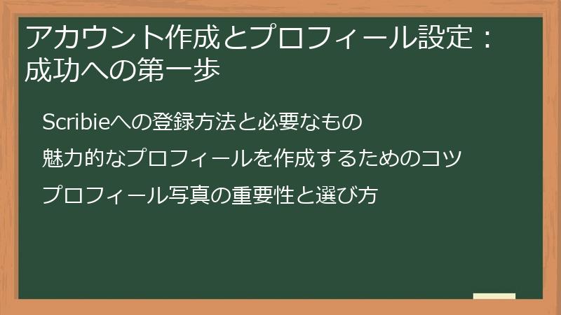 アカウント作成とプロフィール設定：成功への第一歩