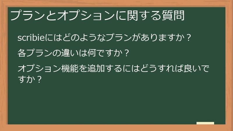 プランとオプションに関する質問
