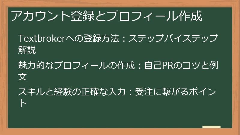 アカウント登録とプロフィール作成