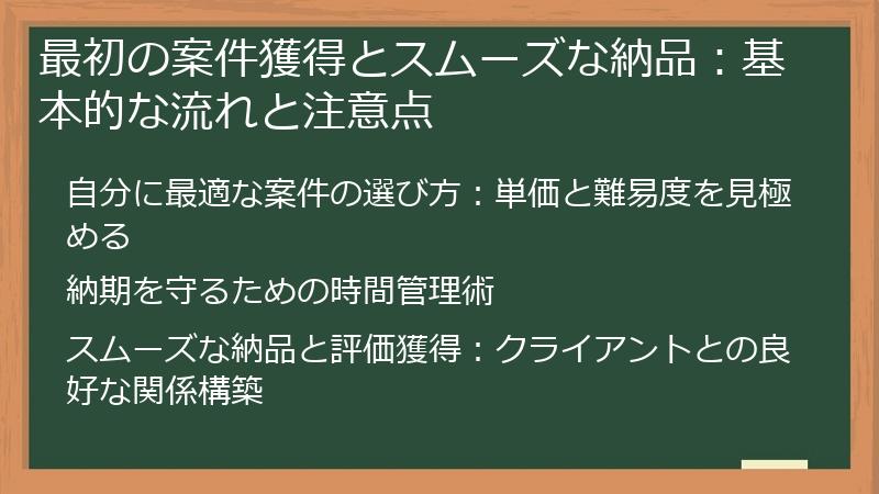 最初の案件獲得とスムーズな納品：基本的な流れと注意点
