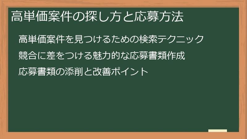 高単価案件の探し方と応募方法