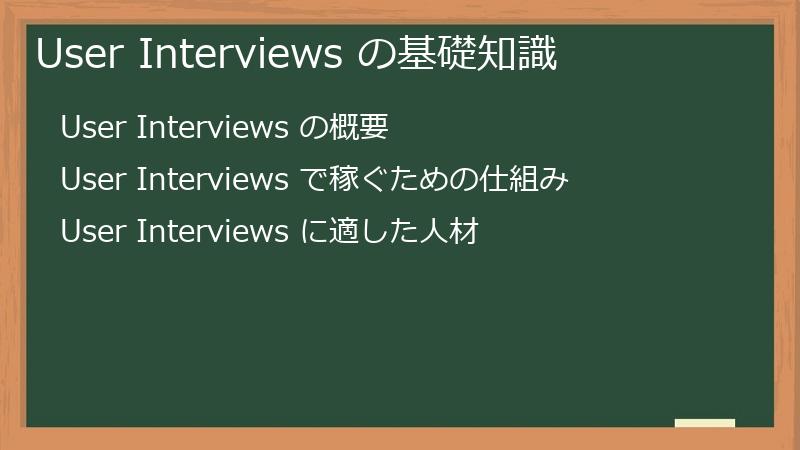 User Interviews の基礎知識