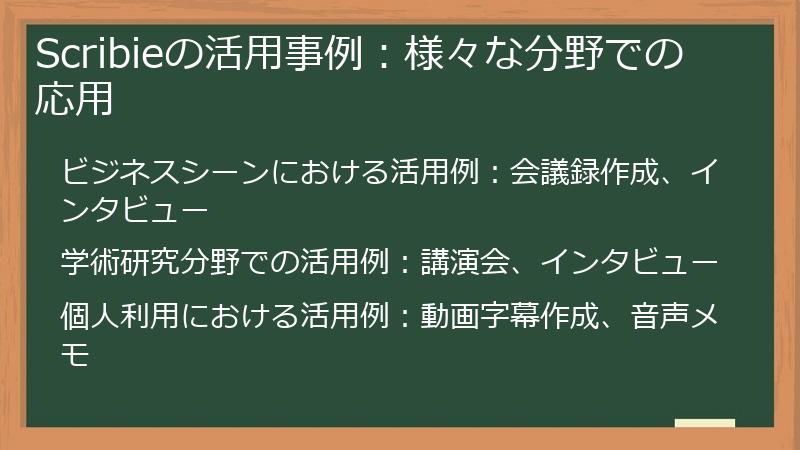 Scribieの活用事例：様々な分野での応用