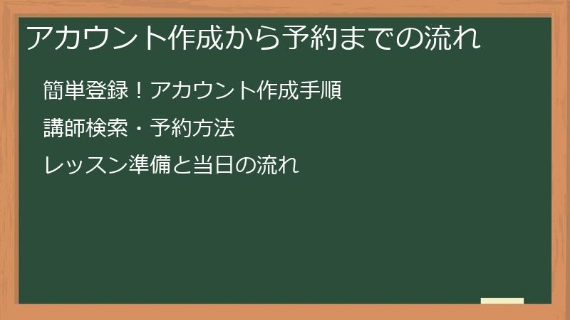 アカウント作成から予約までの流れ