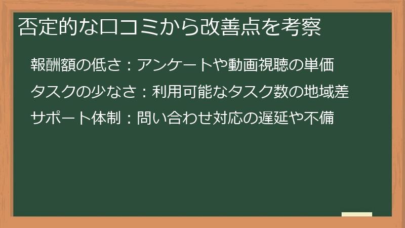 否定的な口コミから改善点を考察