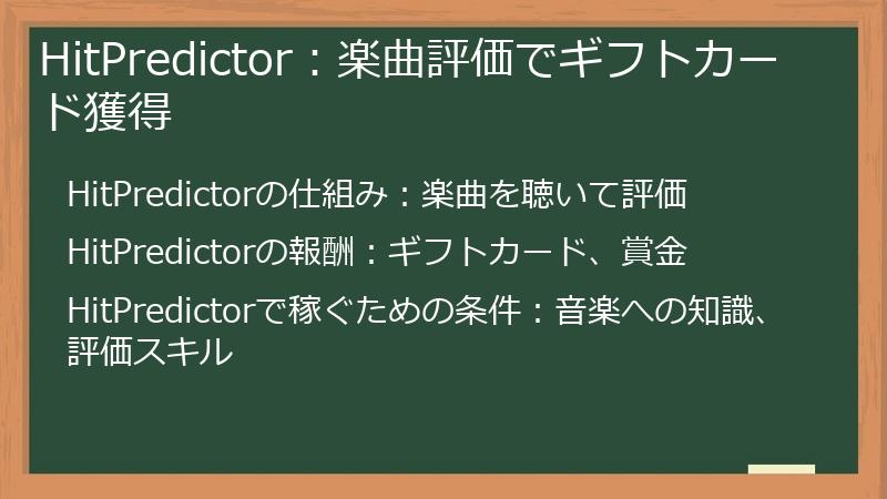HitPredictor：楽曲評価でギフトカード獲得