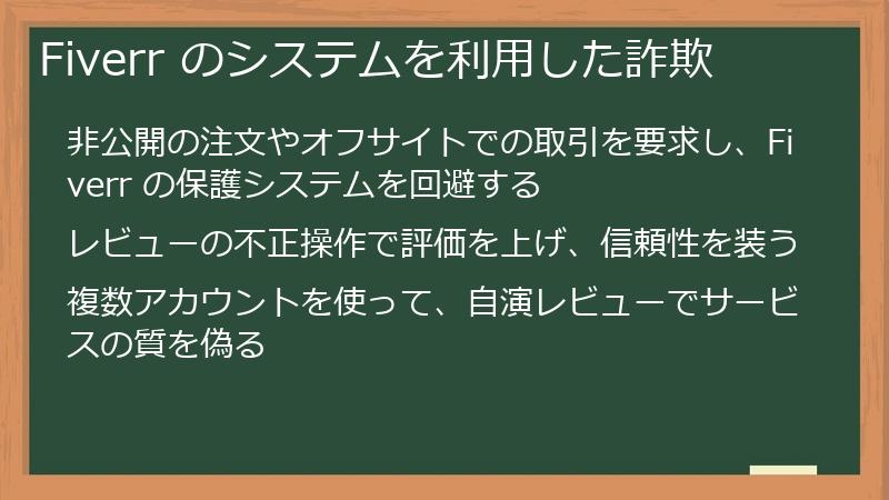 Fiverr のシステムを利用した詐欺