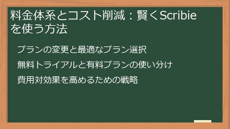 料金体系とコスト削減：賢くScribieを使う方法