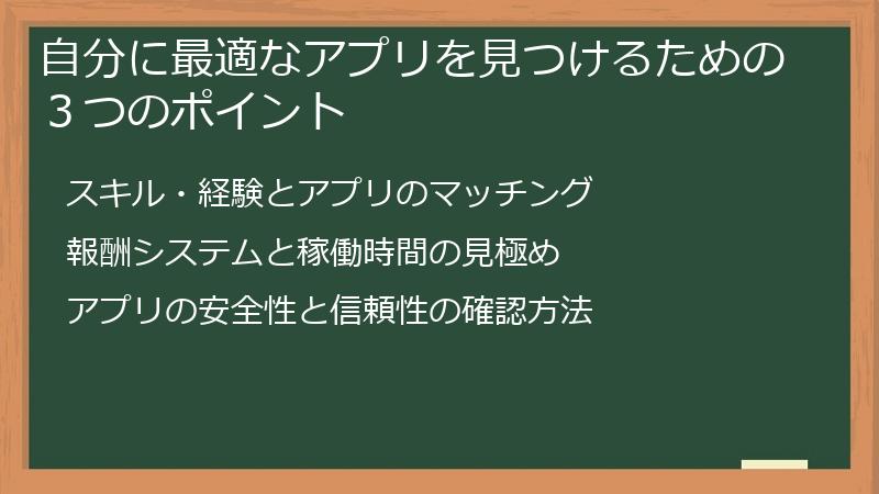 自分に最適なアプリを見つけるための３つのポイント