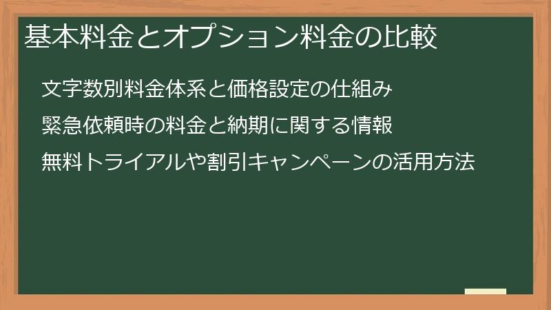 基本料金とオプション料金の比較