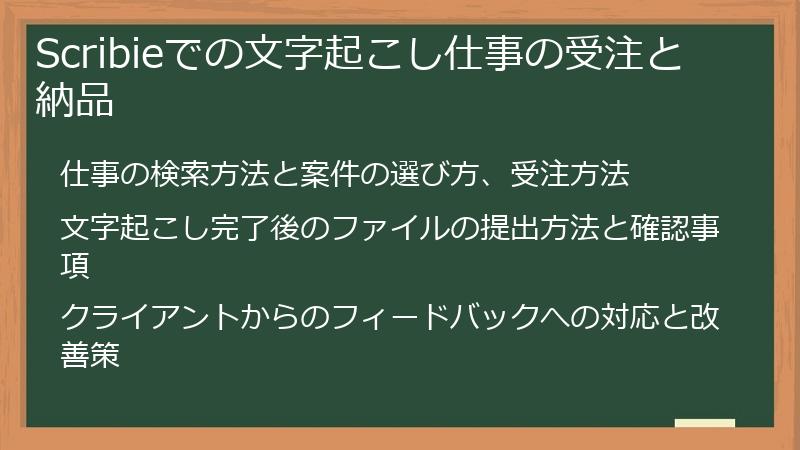 Scribieでの文字起こし仕事の受注と納品