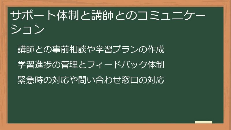 サポート体制と講師とのコミュニケーション
