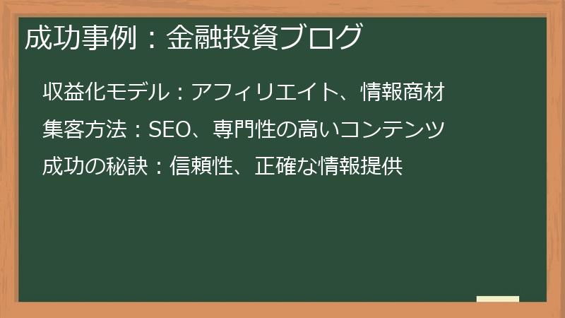 成功事例：金融投資ブログ